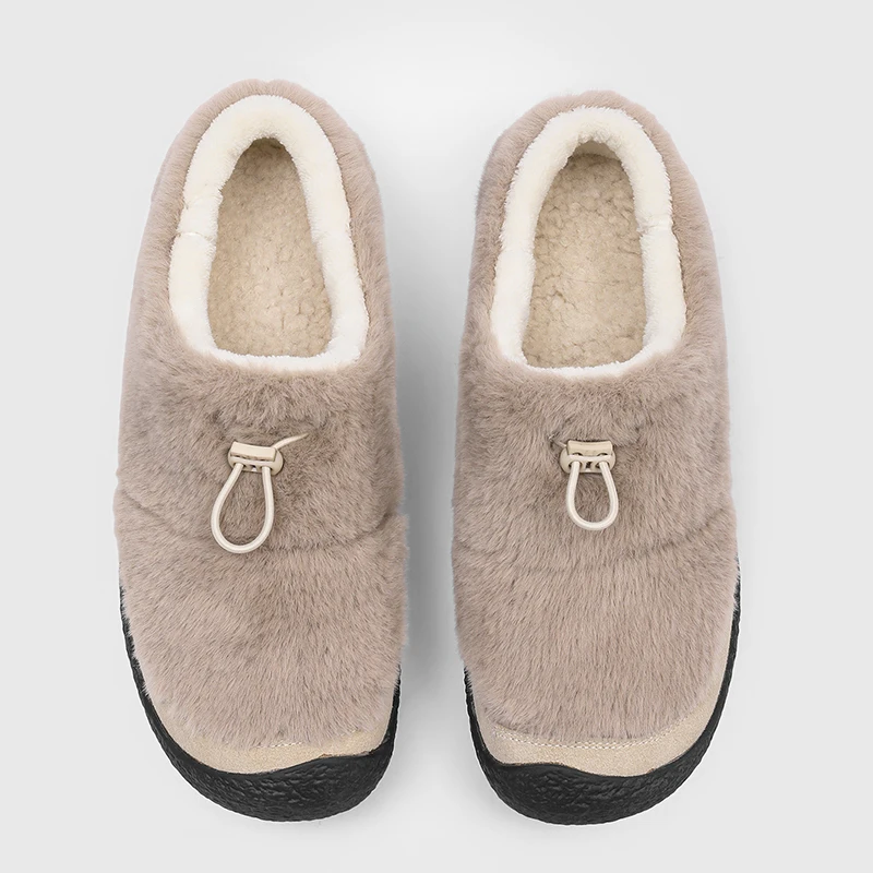 Winter Melad Plush Boken Men Shoes Warm Anti Slip Wear Resistant Splicing Couple Casual Shoes