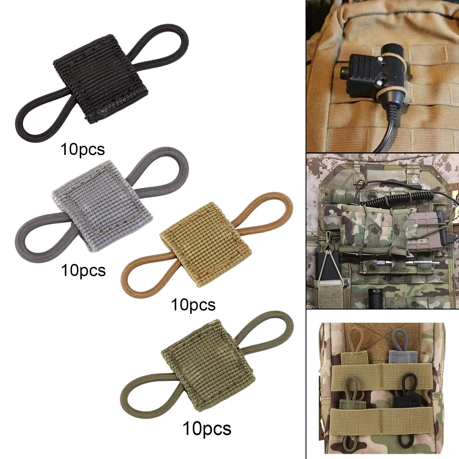 Elastic 10x Webbing Buckle Binding Retainer for PTT to Attach Backpacks Bags Accessories Stretchable