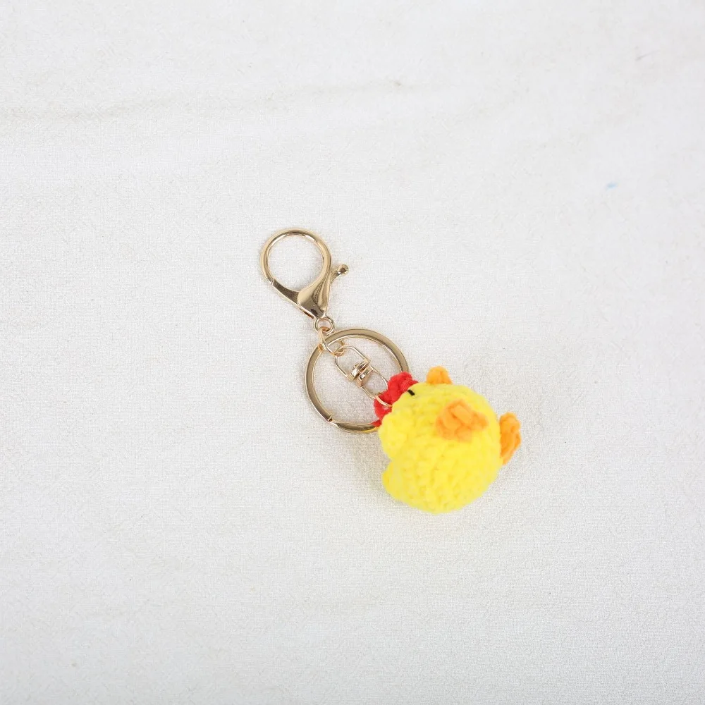Children Small Doll Crochet Chick Keyrings Handmade Cartoon Animal Knitted Pendant Soft Wool Mini Duck Keychain Bag Charm