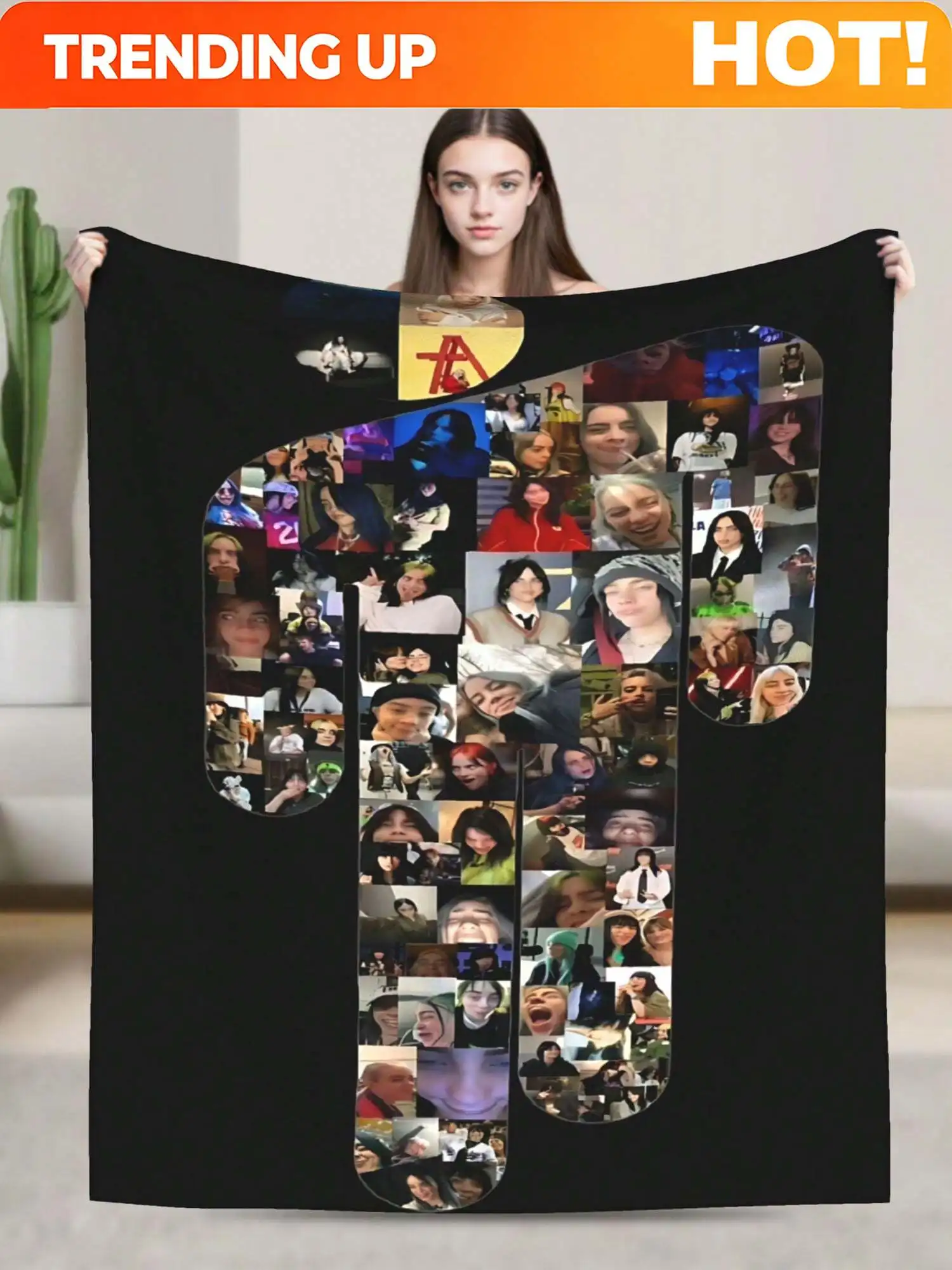 Customize Billie Merch Eilish Throw Blanket Warm Blankets Breathable Air Conditioner Blanket For Car Classic Outdoor Blankets Fo