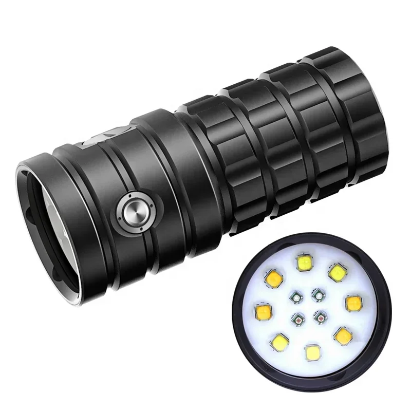 Lampe de poche étanche pour plongée sous-marine, torche de plongée, super lumineuse, photographie et vidéo, batterie intégrée, 25000 lador