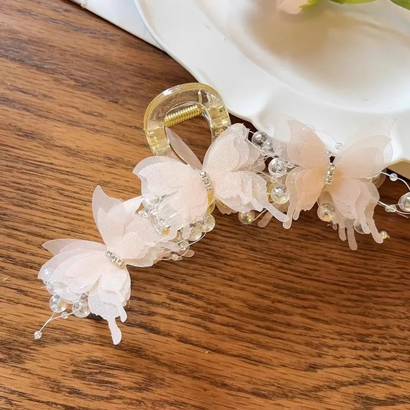 Neuer Stil Schmetterlings-Perlen-Haarspange für Frauen und Mädchen, süße Haarschmuck-Haarspange, Haarklammer, modische Haaraccessoires. – Detail 7
