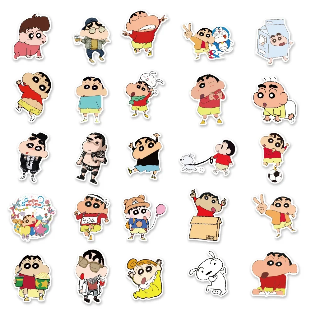 50pcs Japanese Cartoon Anime Cute and Funny Crayon Shinchan Stickers for Children