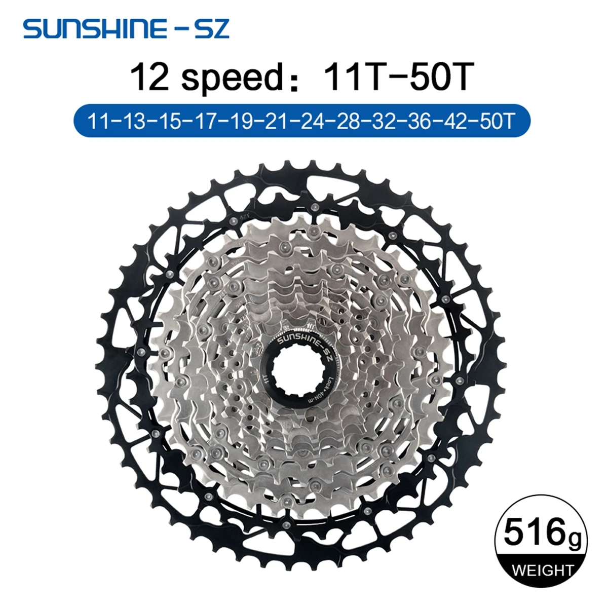 Sunshine Mountainbike 12S Kassette MTB 40T 42T 45T 46T 48T 50T 52T 12V K7 Off Road Fahrrad Kettenrad 12 Geschwindigkeit für Shimano M6100 – Detail 24