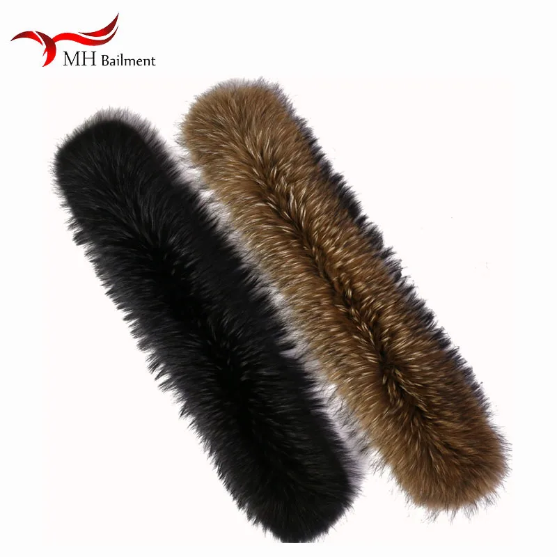 100% Real Raccoon Fur Collar Winter Luxury Warm Natural Fox Fur Scarf Large Size Men Jacket Coat Collar Neck Warm Shawl Women