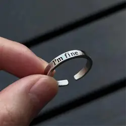 I'm Fine,Save Fashion Simple Fine Rings for Men Women Opening Adjustable Couple Rings Personality Jewelry Gifts