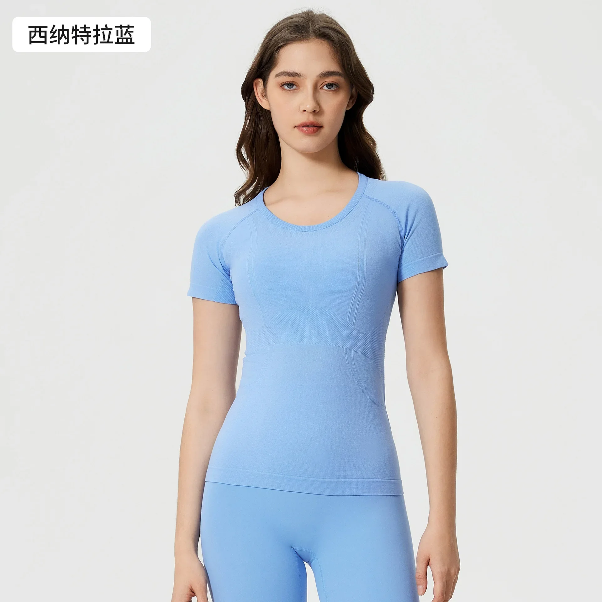 Spring and Summer New Women's Short-sleeved Crew Neck Sports T-shirt Running Fitness Top Slim-fitting Breathable Yoga Short