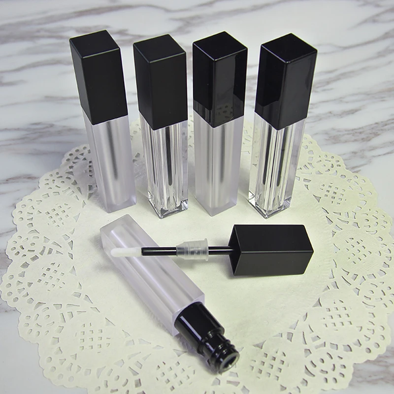 

6ml square shape frosted lip cream tube lip gloss black lid lip oil glosses balm gel salve booster cosmetic packing