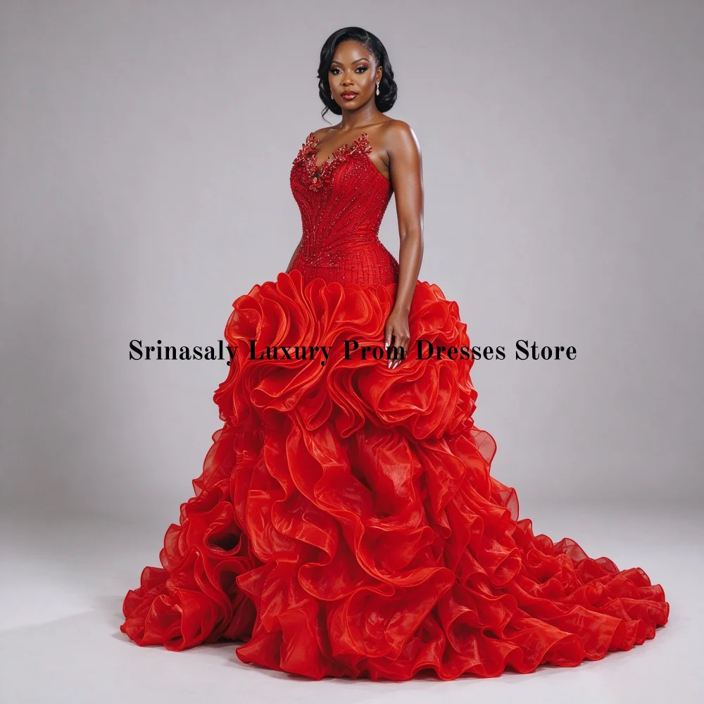 Customized Resplendent Corset Strapless Prom Dresses Exquisite	Rhinestone Sequin Evening Dresses African Sexy Mermaid Party Gown