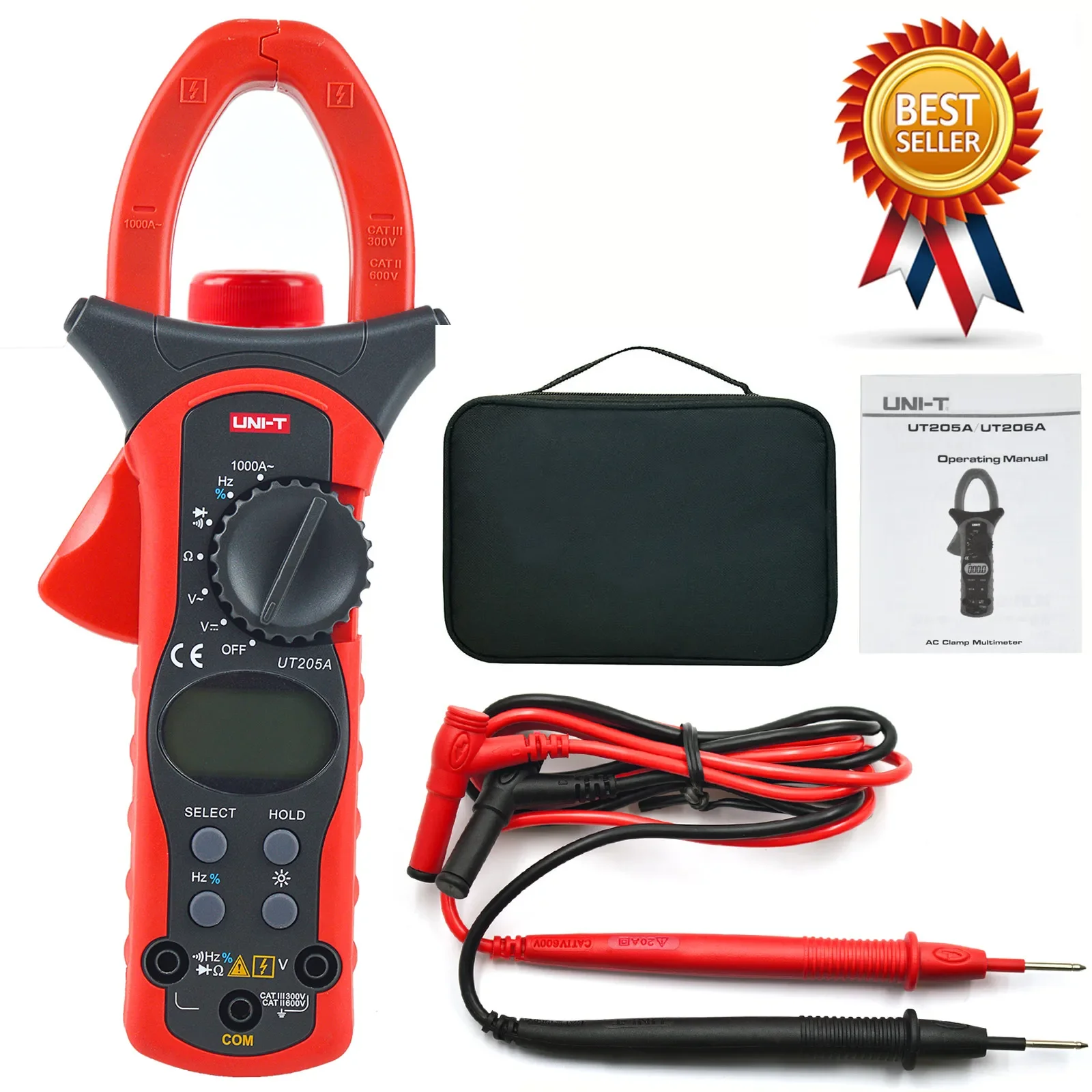 

UNI-T UT205A professional 1000A AC Digital Clamp Meter Multitester Frequency Tester 40mm Jaw