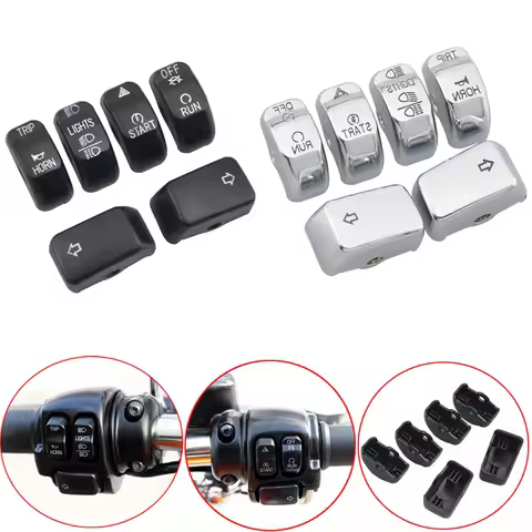 Moto Handlebar Control Switch Caps Black/Chrome Switch Housing Button Cover For Harley Sportster XL883 1200 Dyna Softail Fatboy