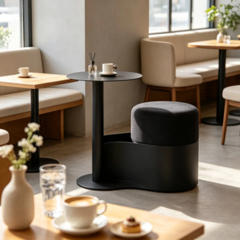 Nordic Creative Attached Desk Chair Single Unit Combo Seat for Training Room Meeting Coffee Table Cafe Commercial Furniture