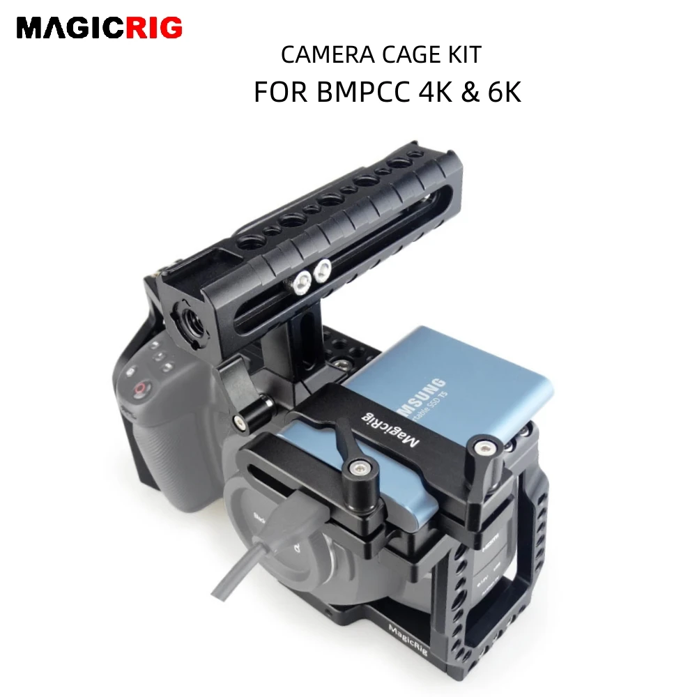 

MAGICRIG BMPCC 4K & 6K Camera Cage with NATO Handle + T5 SSD Holder for Blackmagic Pocket Cinema Camera BMPCC 4K / BMPCC 6K