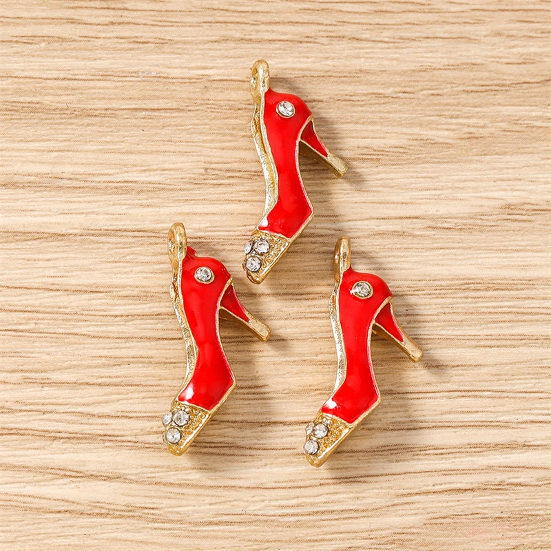 10 Stück 11x23mm Niedliche Emaille High Heels Anhänger für die Herstellung von Ohrhängern, Halsketten, Armbändern, DIY-Bastelarbeiten, Schmuckzubehör – Detail 4