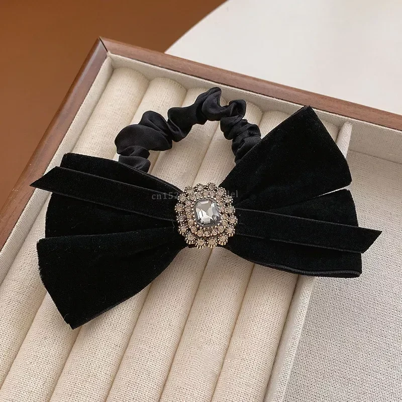 Elegant Tweed Camellia Bow Hairpin for Women Girls Hairclip Retro Headdress Hairgrips Back Head Party Vintage Hair Accessories