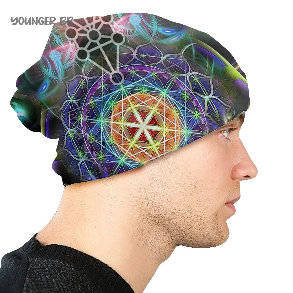 Bonnet Hats Sacred Geometry Men Women\'s Knitting Hat Flower Of Life - Tree Of Life Winter Warm Cap Beanies Thermal Elastic Caps