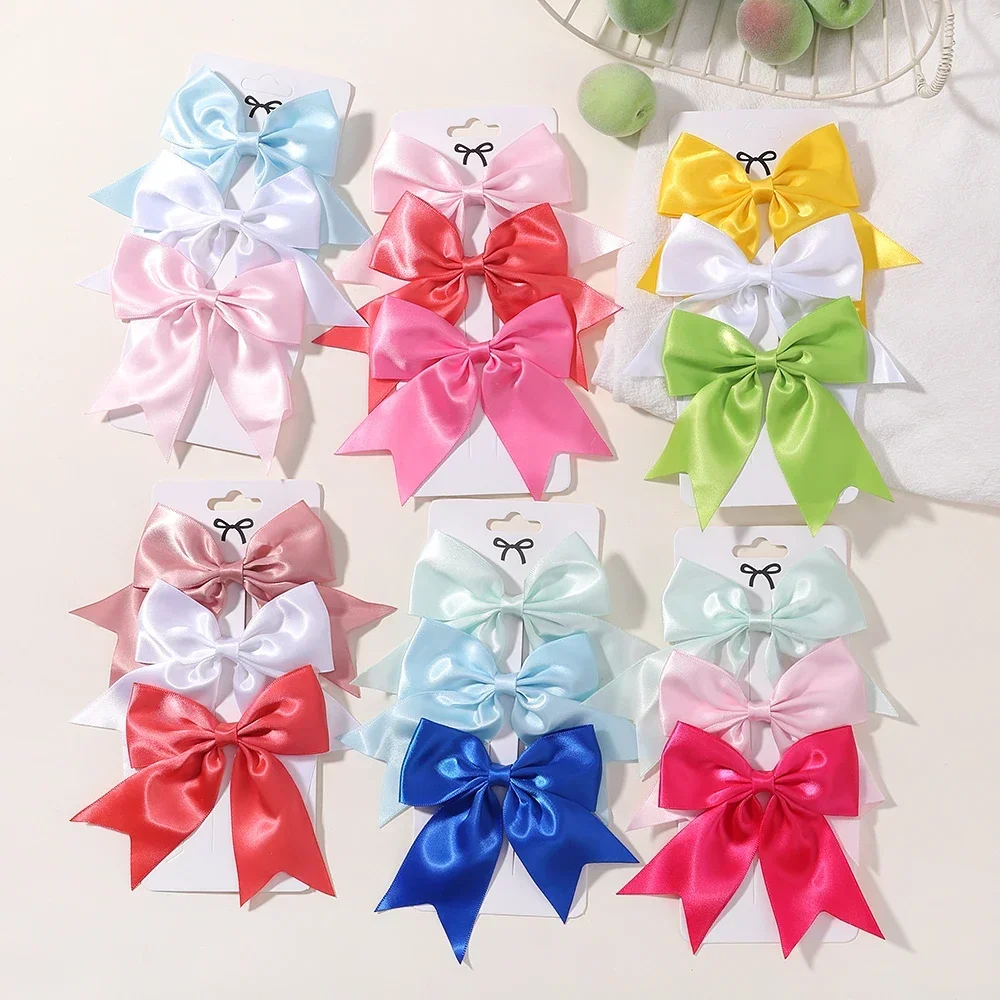 

2/3Pcs/Set Lovely Solid Color Ribbon Bows Hair Clip for Kids Girls Hairpins Barrettes Handmade Headwear Baby Hair Accessories