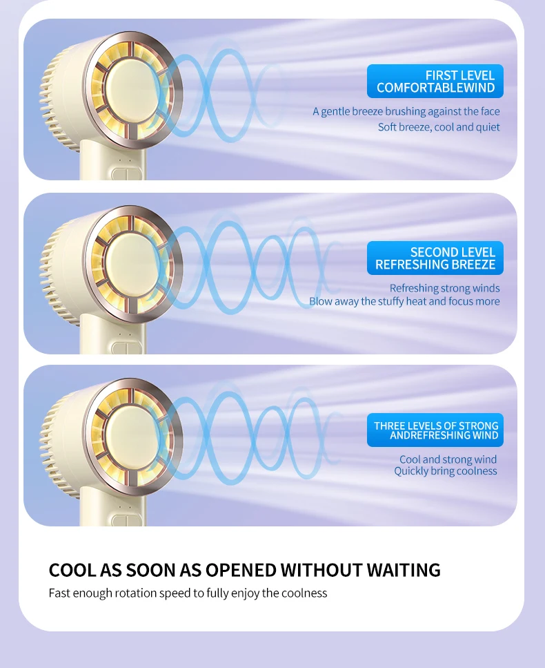 صيف جديد سوبر عالية السرعة 4-Speed مصباح ليد يده مروحة كهربائية قابلة للشحن Miniair مروحة التبريد USB مروحة منزلية سيارة فندق