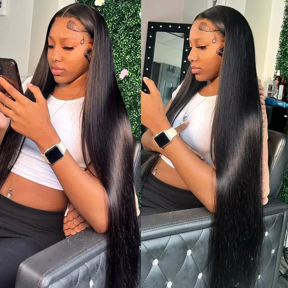 

Brazilian 30 38Inch HD Transparent Lace Frontal Wig 180% Bone Straight 13x6 13x4 Lace Front Human Hair Wigs For Women Breathable