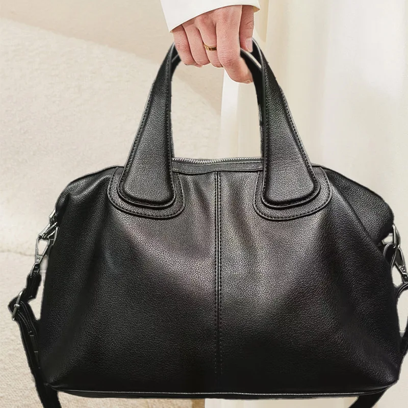 

Ladies' fashionable retro vegan leather handbag with large capacity splicing, simple and versatile shoulder bag