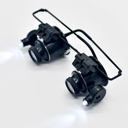 Professional 20X Magnifier Double Eye Glasses With Two Adjustable LED Lights Type Watch Repair Jeweler Inspect Tool Magnifier