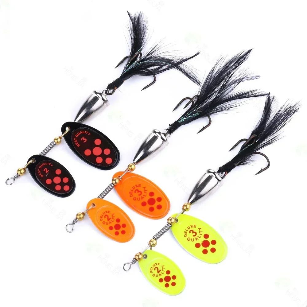 65mm 13g Rotating Metal VIB Jumping Spoon Fishing Lure Isca Double Sequin Rocking Feather Hook Bass Bait