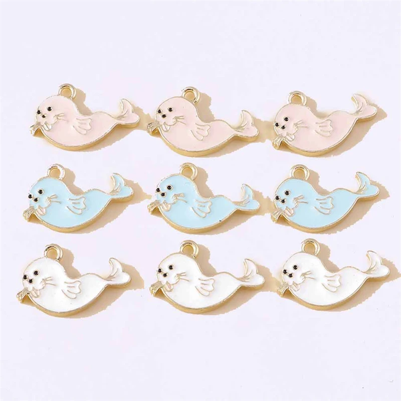 

Duarte 20Pcs/Lot Cartoon Enamel Ocean Animal Seals Charms Pendants for Jewelry Making Necklaces Earrings Bracelet DIY Craft Gift