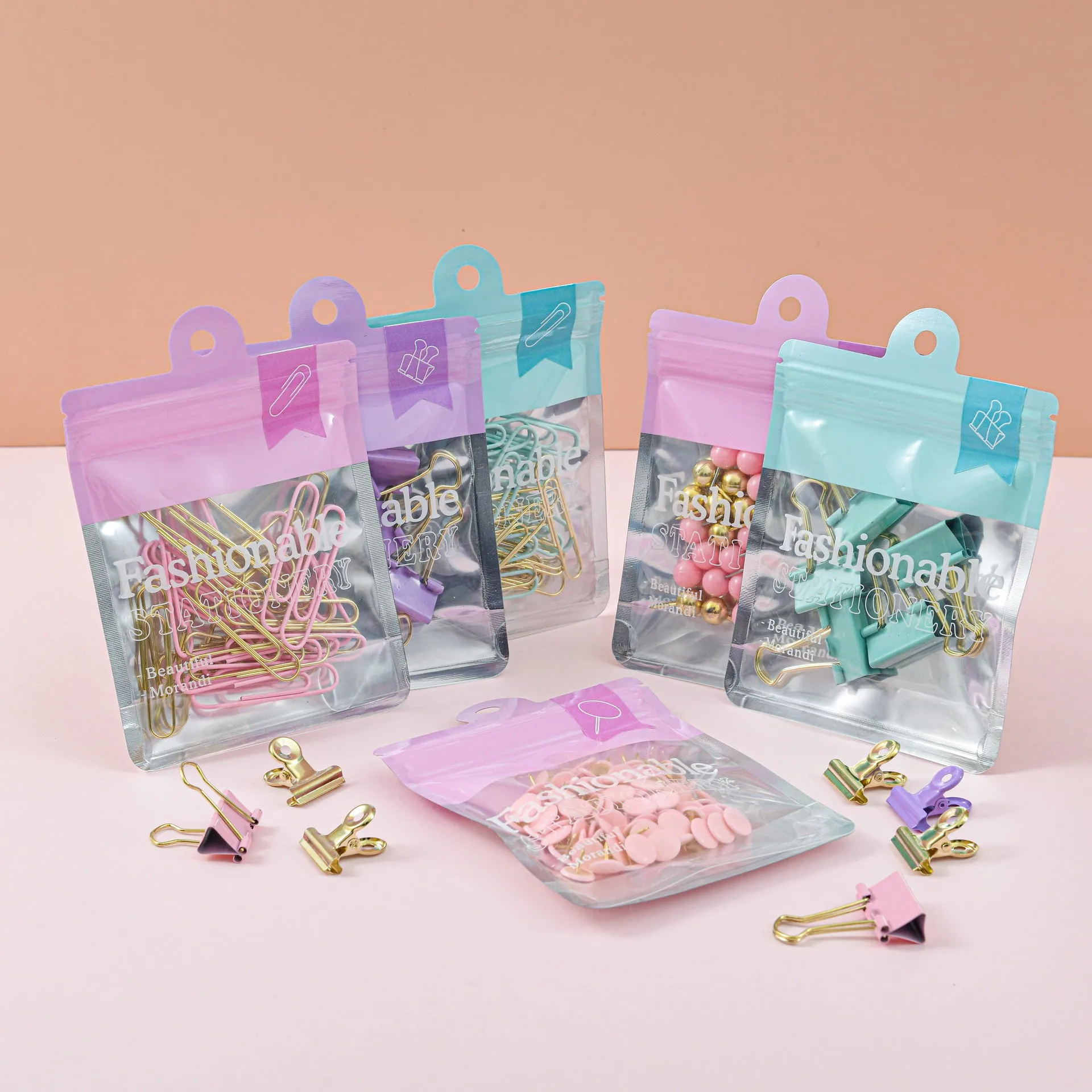 Multi functional stationery set macaron Paperclips/thumbtacks cute/Triangle clip/binder clip/thumb tacks pushpin