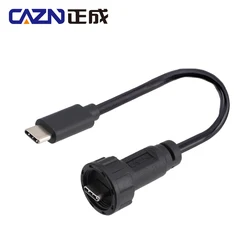 CAZN Waterproof IP67 IP68 Type C Male to Male Overmolded Cable Threaded-type Type-C 3.1 10GB