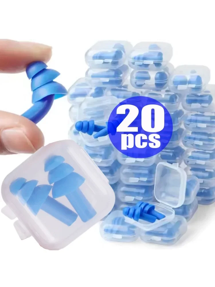 Bouchons d'oreille réutilisables en Silicone souple, réduction du bruit, protection auditive avec boîte, bouchons d'oreille de natation étanches