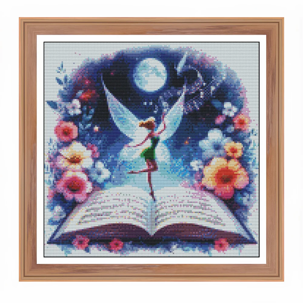 Disney Princess DIY Kits Cross Tinker Bell Cartoon Book Moon 11Ct Printed Canvas Embroidery Supplies Music Personalized Gift