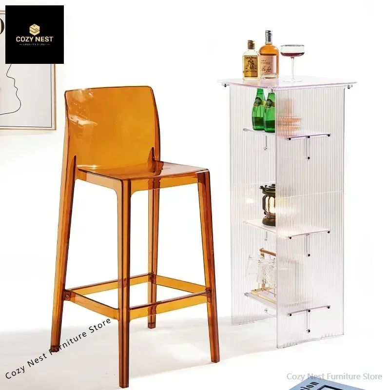 Акриловый прозрачный барный стул, высокий пластик, простой современный дизайнерский стул для ног, кресло с откидной спинкой для кафе, напольная мебель для комнаты Cadeiras
