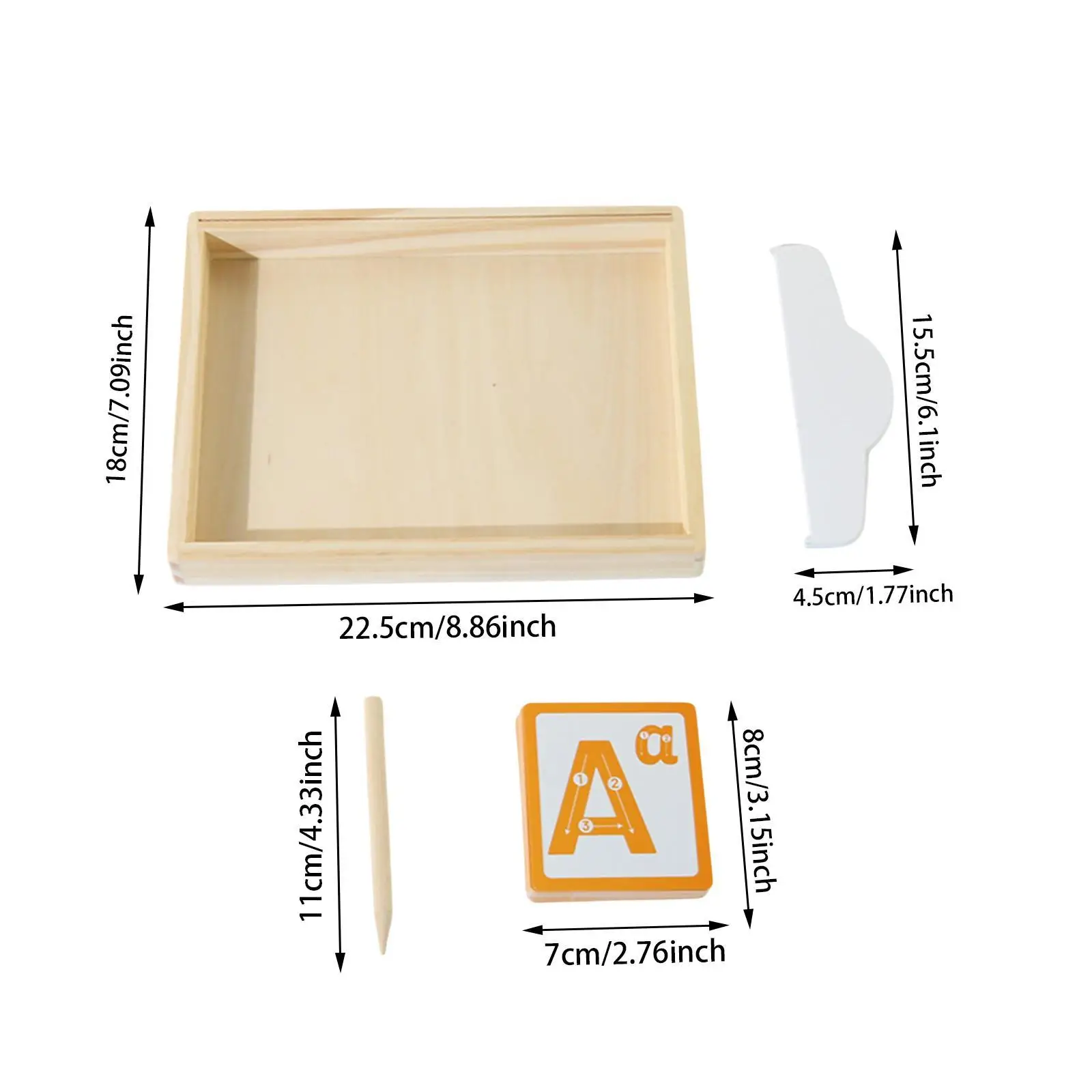 ถาดทราย Montessori ถาดทรายไม้พร้อมปากกาไม้ Tracing ตัวอักษรการเรียนรู้ของเล่นของเล่นเด็กสําหรับห้องเรียนเด็ก