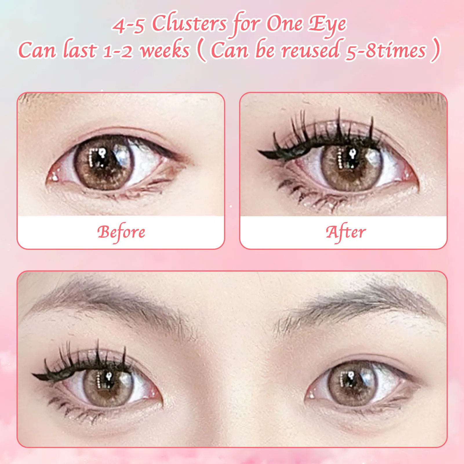 Lash Clusters Cluster Lashes 10/11/12/13mm Mixed Individual Eyelashes Tray 3 Rows Lash for Lash Techs