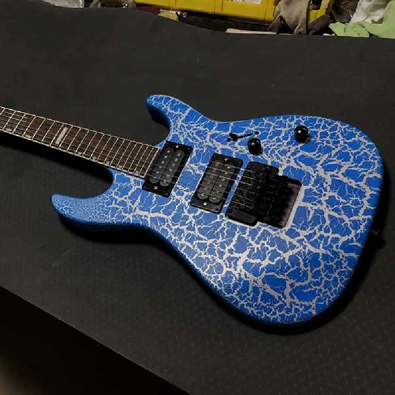 STLF High Quality Custom OEM Cool Crackle Shaped Cheap Solid Body Unbranded Metal Rock 6 String Electric Guitar