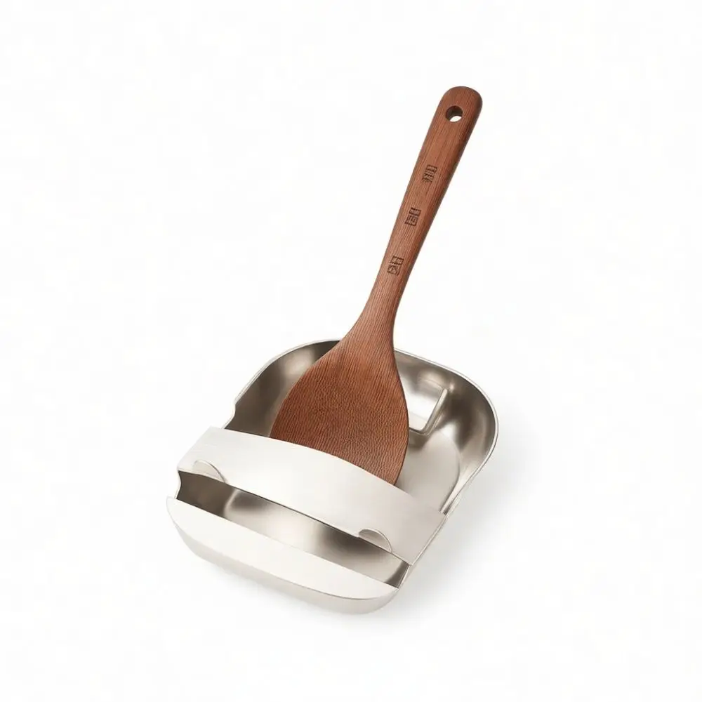 Stainless Steel Utensil Holder Stand Upright Kitchen Spoon Rest Pot Cover Organizer Shelf Rack Modern Cooking Tool