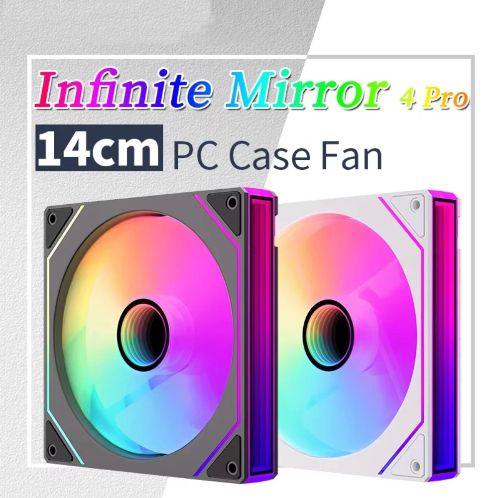Infinite Mirror 4 Pro 140mm PC Case Fan Forward Reverse Blade Quiet Large Airflow PWM ARGB Sync Gaming Desktop Fan