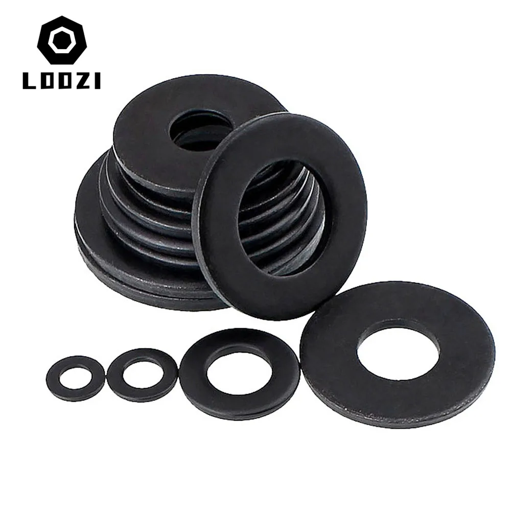 M2 M2.5 M3 M4 M5 M6 M8 M10 M12 M14 M16 M18-M45 Grade 8.8 Black Carbon Steel Plain Gasket Flat Washer Pad Ring Meson Spacer Shim