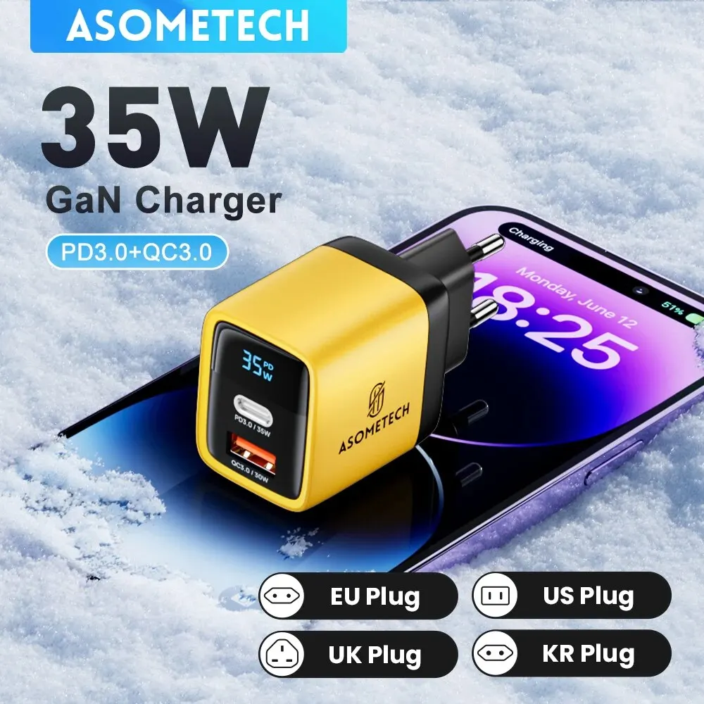 Ładowarka 35W GaN wyświetlacz LED QC3.0 30W 25W PD PPS szybkie ładowanie ładowarka USB typu C dla iPhone 14 Pro Samsung S23 Xiaomi