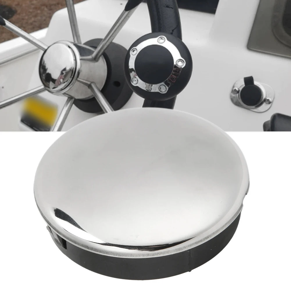 304 Stainless Steel Glossy Steering Wheel Knob Center Cap 64mm For Boat Yacht Marine Accessories Black