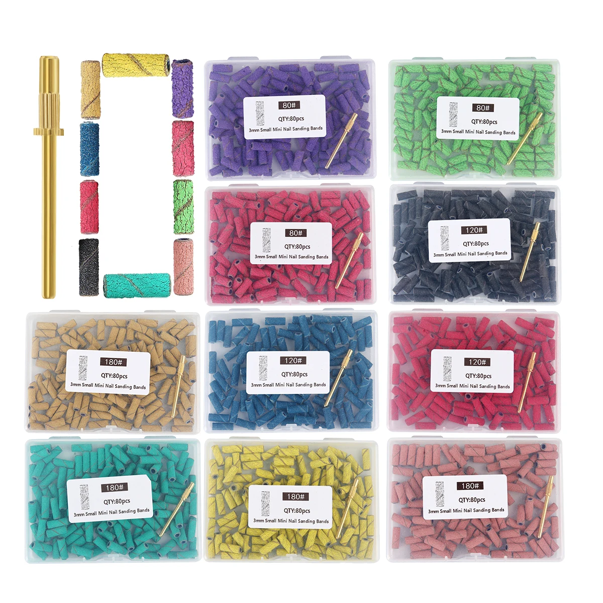 81(80+1)Pcs Professional Nail Drill Sanding Bands, Nail Drill Bits for Manicure and Pedicure Tools, 3mm Small Mini Nail Sanding