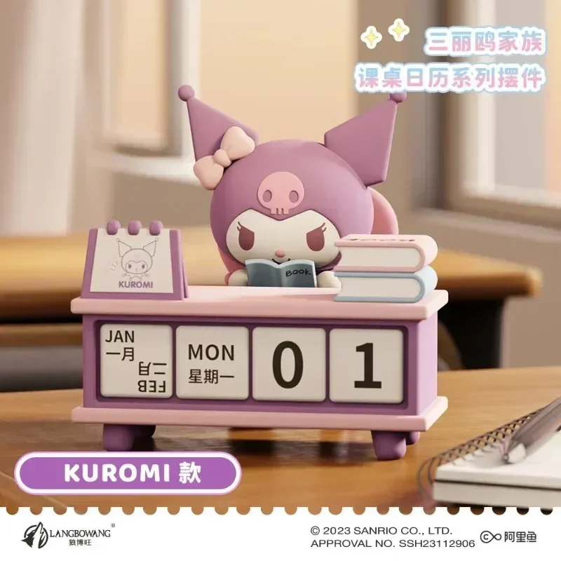 Sanrio Kuromi Pochacco Desk Calendar Series Blind Box Ornaments Cute Pacha Dog Tabletop Birthday For Children New Year Gift