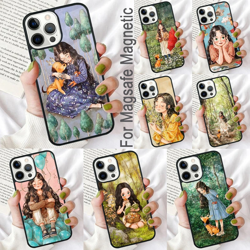 The Diary Of A Forest Girl Magnetic Soft Phone Case for iPhone 16 Promax 15 Pro 13 14 Plus 11 12 Mini MagSafe Coque