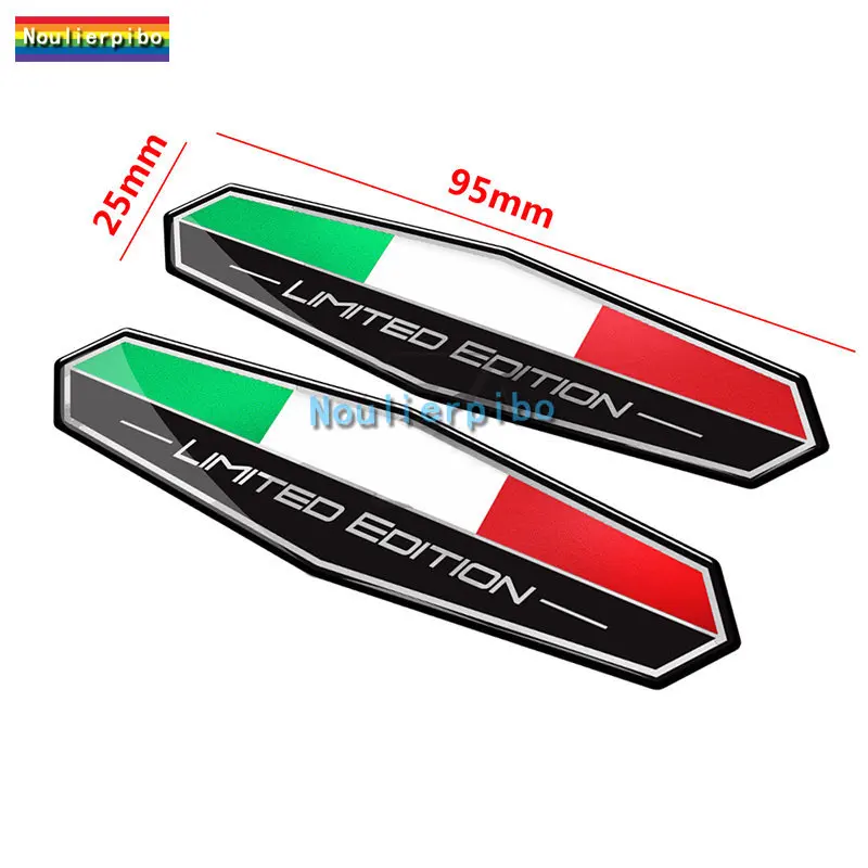 2x Suitable for Aprilia Ducati Triumph Kawasaki Yamaha 3D Car Sticker Italian Flag Limited Edition Decal Epoxy Decal