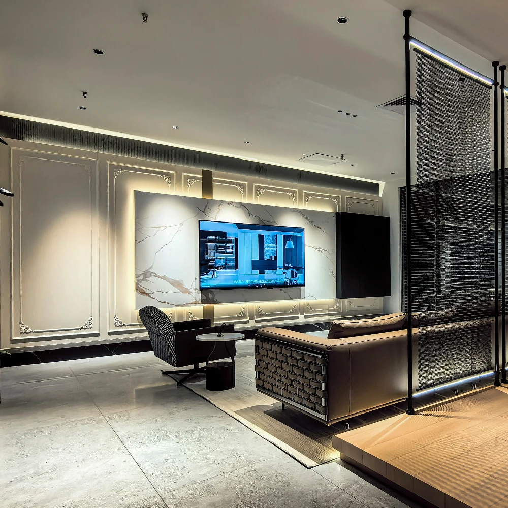#Modern French Ornate MDF Wall Panel Wainscoting, Custom TV Background Decorative Molding Panels for Villa Interior