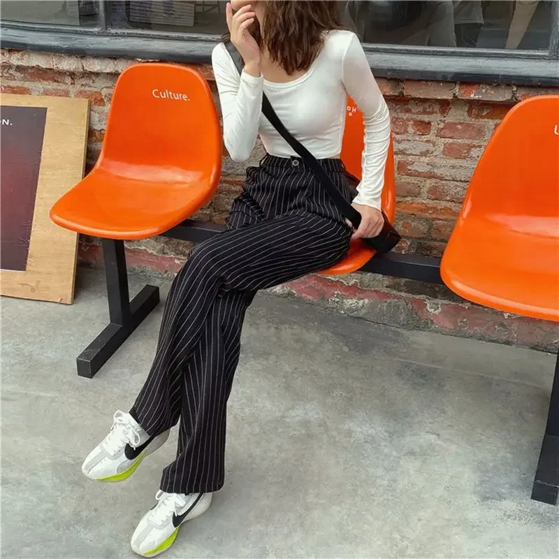 Casual Pants Women Striped All-match Creativity Special Charming Korean Style Leisure Simple Daily Prevalent Vintage Seductive