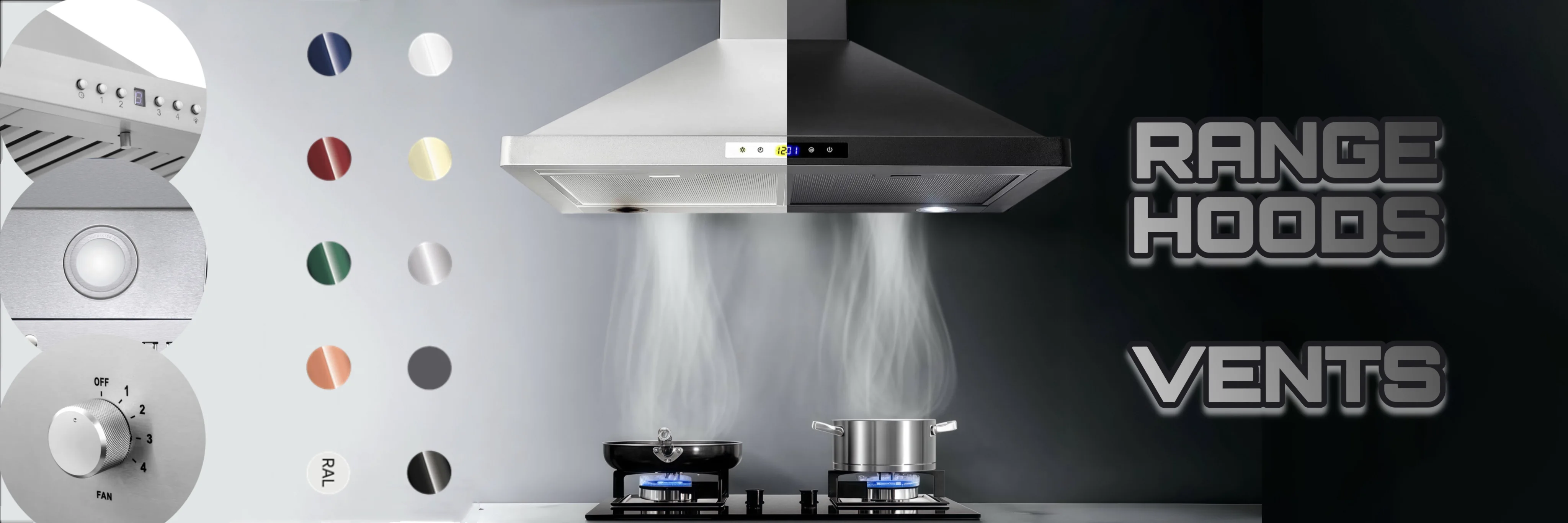 Noiseless 450 CFM Wall Mount Range Hood with Easy Self-Cleaning Function Reinforced Frame for Condo Apartments and Households