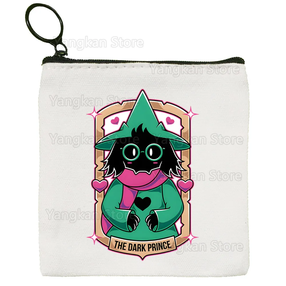 Deltarune Dompet Koin Kanvas Tas Kunci Persegi Kecil Kanvas Tas Kartu Penyimpanan Tas Koin Kartun