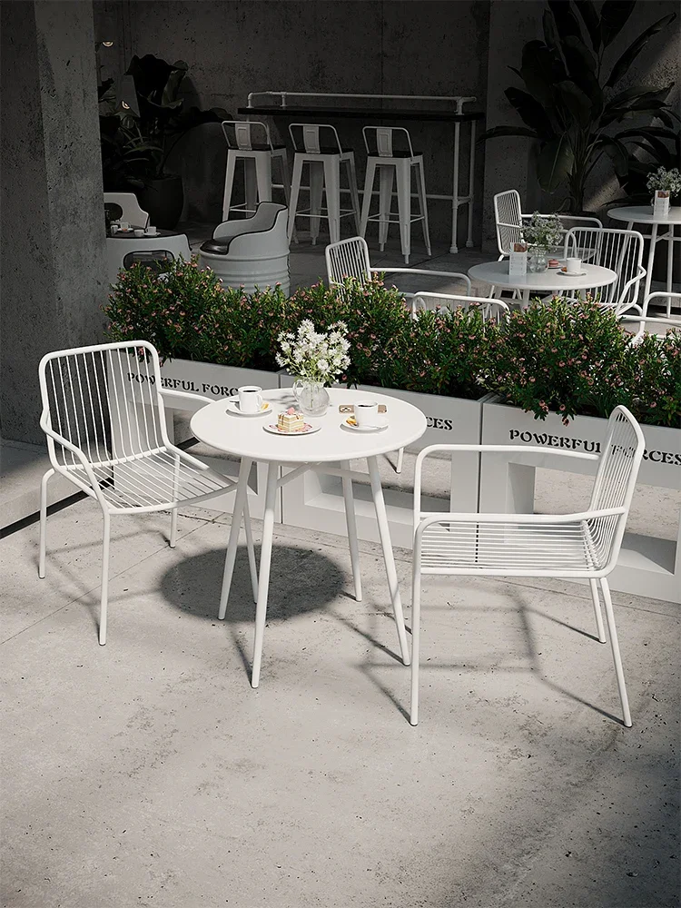 

Custom courtyard outdoor small tables and chairs tea shop coffee shop leisure area layout online celebrity balcony tea table