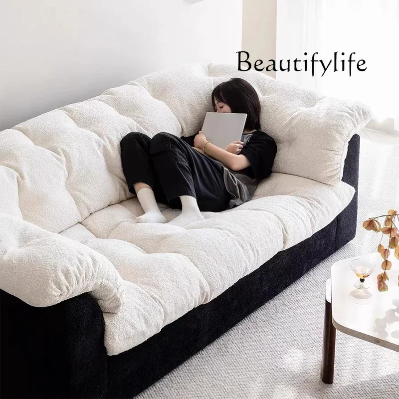 S الفرنسية شقة صغيرة غرفة المعيشة الحديثة بسيطة أريكة النسيج القابلة للإزالة وقابل للغسل أبيض وأسود أريكة مستقيمة كسول #3